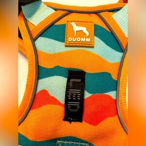 Orange & Teal Wave Pattern Dog Harness